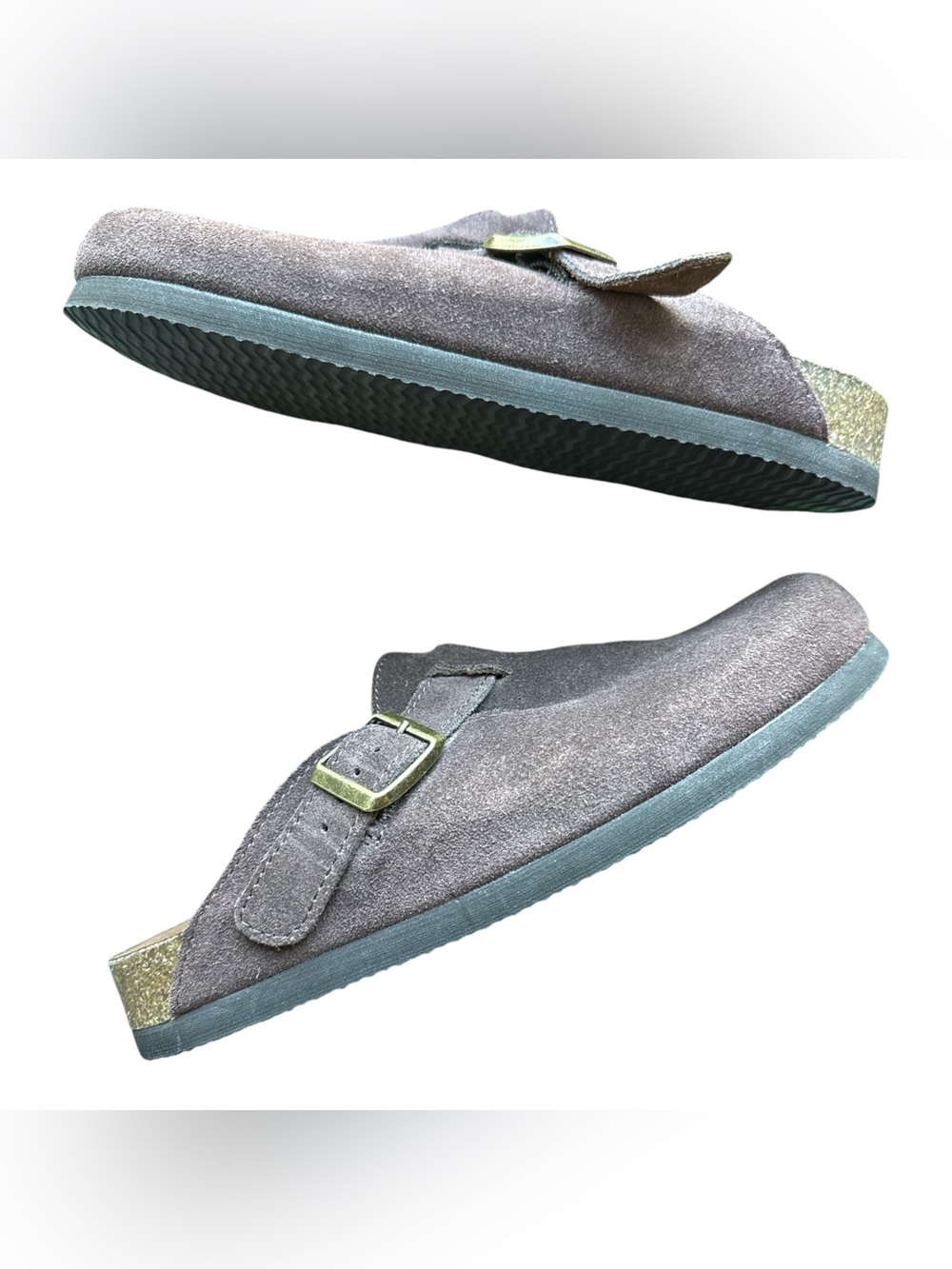 White Mountain Bari Clogs 6 Women’s Dark Brown Suede Slip-On Buckle - Picture 3 of 9